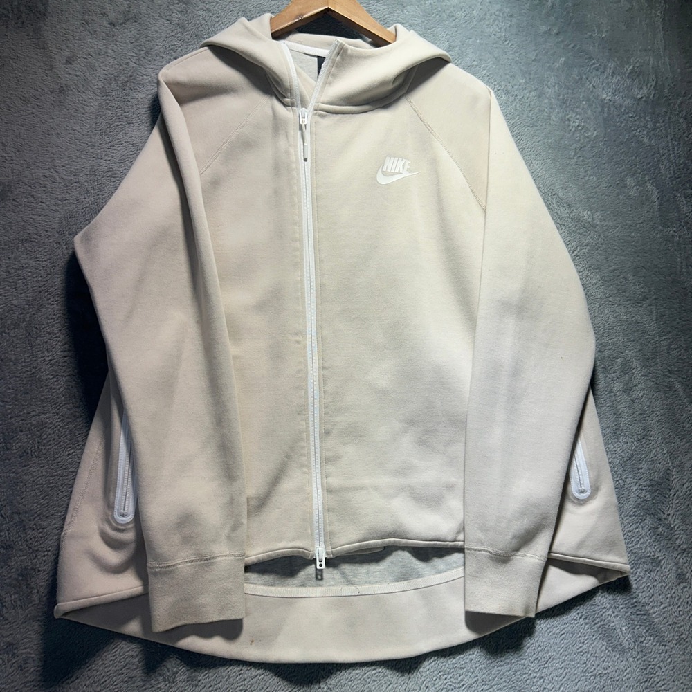 Nike Sportswear Tech Fleece Full Zip Hoodie Oatmeal Beige Womens 1X